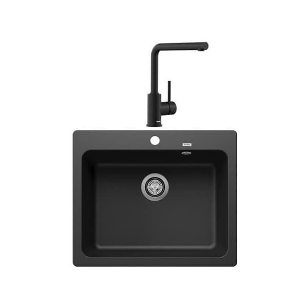 Pack diskho + blandare BLANCO 527920 - Svart - Granit - 1 skål - Rektangulär