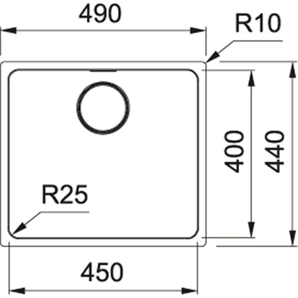 Franke diskbänk - 122.0624.555 - MYX 110-45 Diskbänk, rostfritt stål linnelook