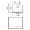 Miniatyrbilde 2 av 3: Enkeltvask Teka FORSQUARE 50 40 TG (60 cm)