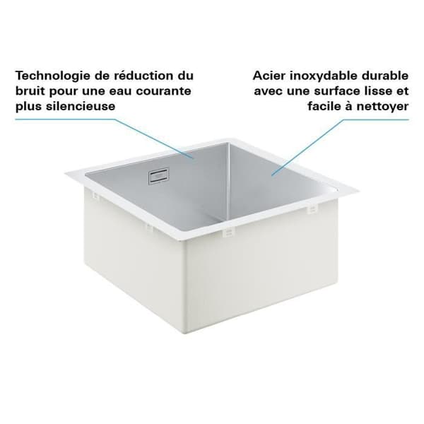 GROHE Rostfri diskho K700 31578SD1 - Inbyggd - 1 skål - utan avlopp - 46,4x46,4 cm - Rostfritt stål