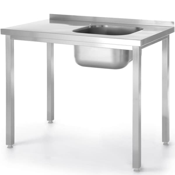 Enkeltskål højre poolvask Budget Line STÅL 1000 x 600 x 850 cm - Hendi 816783