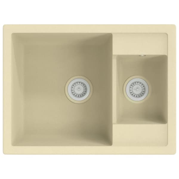 Diskho med bräddavlopp dubbla hoar beige granit