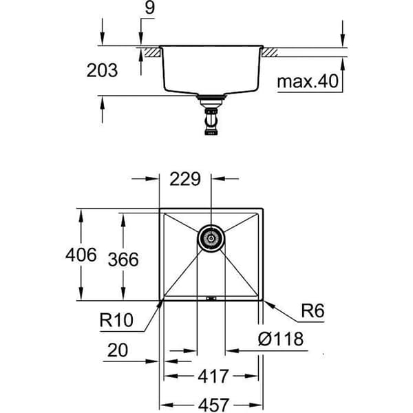 GROHE Undermonterad diskbänk K700 31653AP0 - Komposit