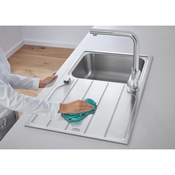 GROHE diskbänk i rostfritt stål K500 31571SD1 - Inbyggd - 1 skål - Vändbar avloppsinstallation - 86x50 cm - Rostfritt stål