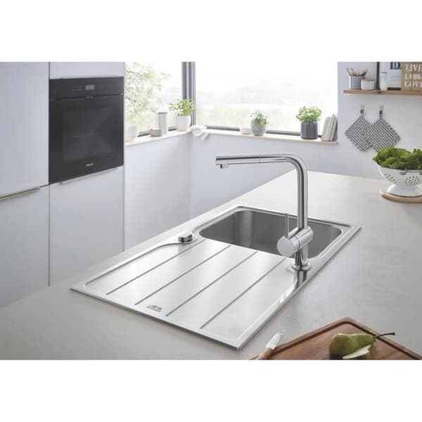 GROHE diskbänk i rostfritt stål K500 31571SD1 - Inbyggd - 1 skål - Vändbar avloppsinstallation - 86x50 cm - Rostfritt stål