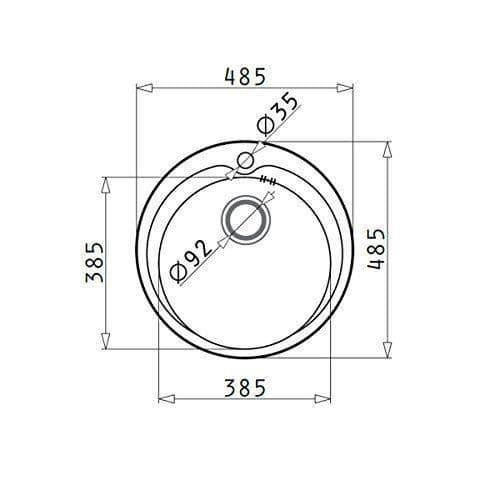 Pyramis fyrkantig köksdisk rund kromad 48,5 x 48,5 cm - 100053704