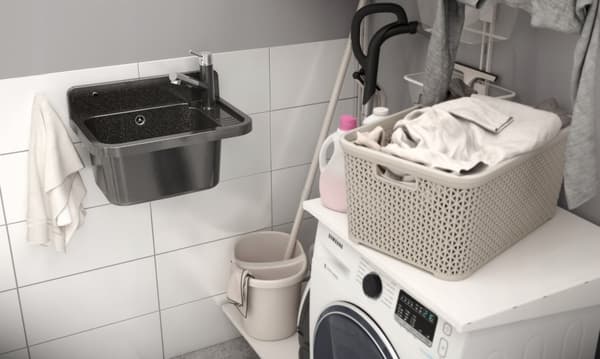 HUSHÅLLSSÄNK TVÄTTKAMMARE SVART PÄRON DOSERINGSSET FÖR GARAGE