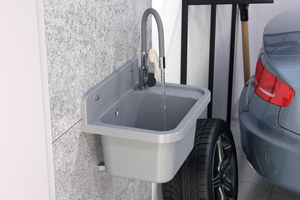 AVLOPPSBRUN TEKNISK KAMMARE GRÅ KÖKSKRAN ELASTISK TAPPKÄRNA