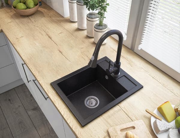GRANITDISK ENKELKAMMARE BEST MED BATTERI OCH VÄGGMONTERAD SIPHON