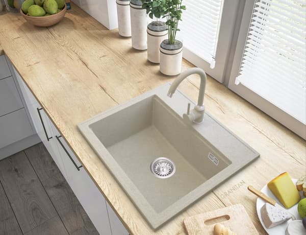 FOXAL beige VASK GRANIT SYFON KROM
