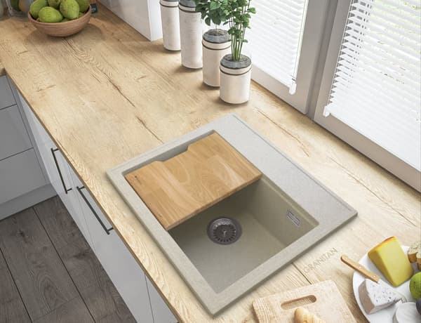 FOXAL beige VASK GRANIT SYFON KROM