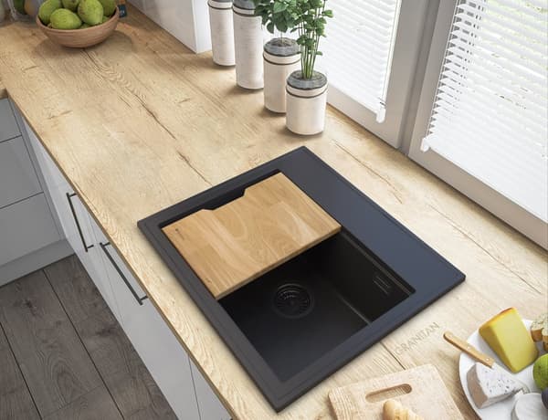 FOXAL SVART GRANIT SPOELBANK SVART SIFON