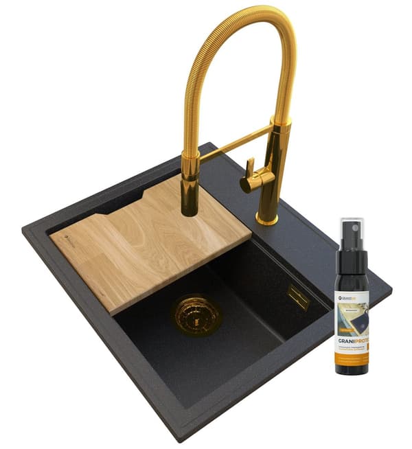 FOXAL GOLDEN LINE VASK GRANIT + HØJ ARMATUR guld