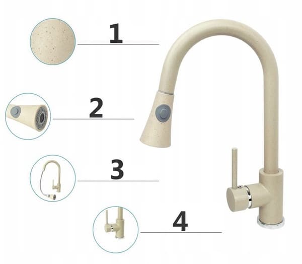 BLANDARE I BEIGE GRANIT LOUIS MED KROMAD SIFON OCH BATTERI SNAKE