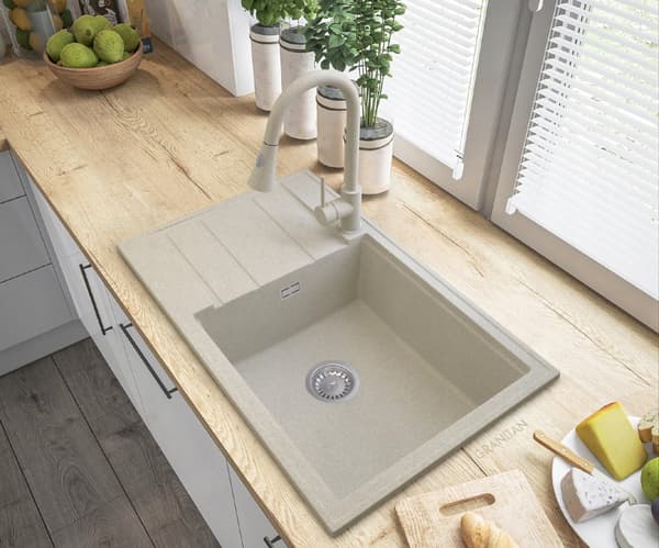 BLANDARE I BEIGE GRANIT LOUIS MED KROMAD SIFON OCH BATTERI SNAKE
