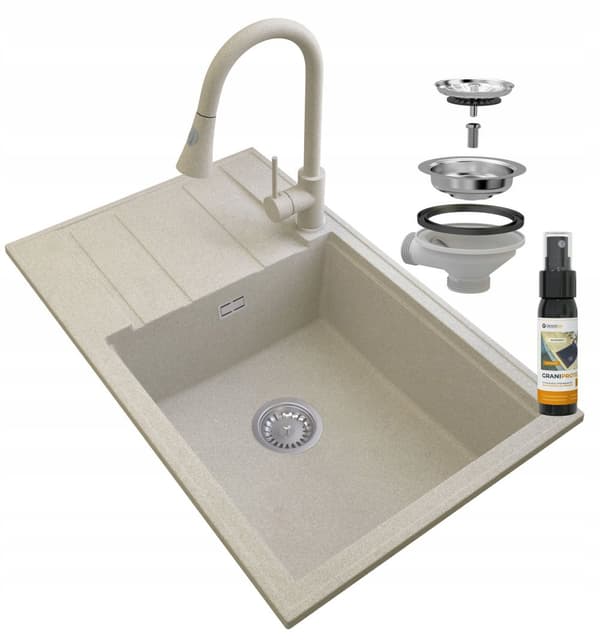 BLANDARE I BEIGE GRANIT LOUIS MED KROMAD SIFON OCH BATTERI SNAKE