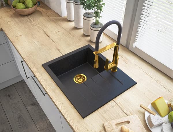 GRANITVASK GOLDEN ARMATUR guld SYFON MILANO