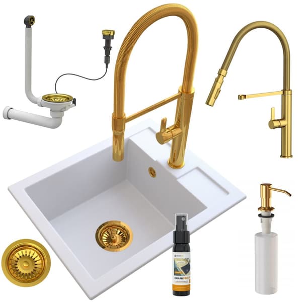 Vask GRANIT hvid BEST dispenser vandhane siphon AUTO