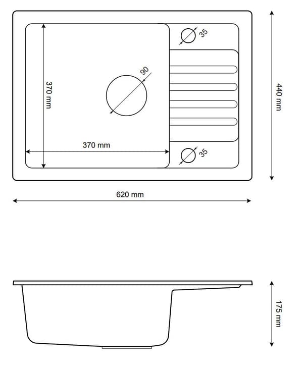SVART GRANITVASK ARGOS + BATTERI SNAKE + SIPHON