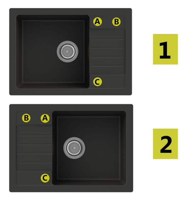 GRANITVASK GRÅ ARGOS + SNAKE ARMATUR + SYFON