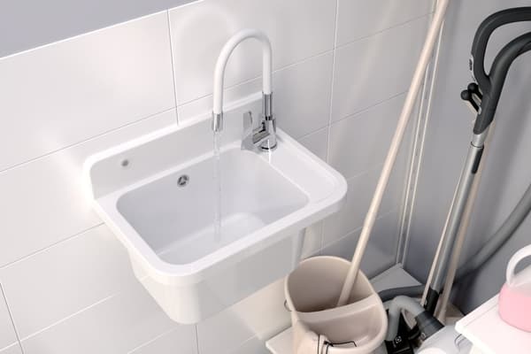 KØKKENVASK TEKNISK KAMMER ARMATUR hvid ELASTISK UDLØB PARON