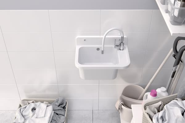 KØKKENVASK TEKNISK KAMMER ARMATUR hvid ELASTISK UDLØB PARON