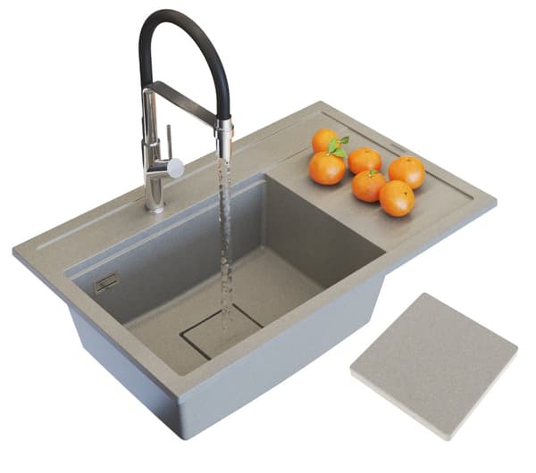 GRANITDISK beige KÖKSKRAN med blindplugg MODERNT RENDO-SET