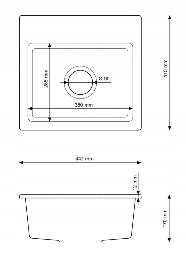 SVART GRANITDISK KÖKSKRAN KORG SIPHON KROM GRANITAN TEOR