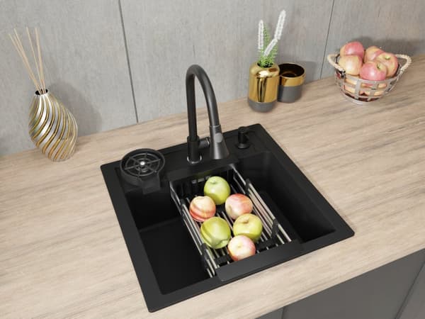 DISK Franke Sirius Sid 610 KRAAN SNAKE DISPENSER SINK ZWART MAND