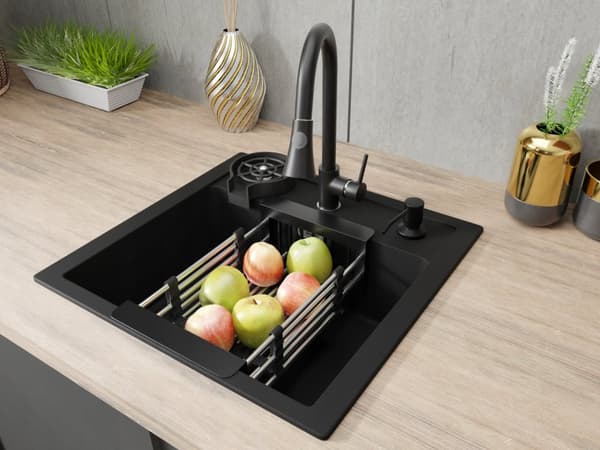 DISK Franke Sirius Sid 610 KRAAN SNAKE DISPENSER SINK ZWART MAND