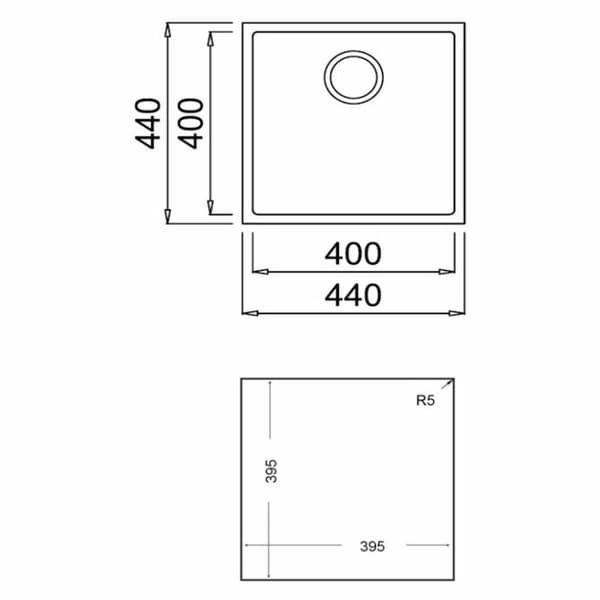 Pesuallas yhdellä altaalla Teka Square 40.40 TG