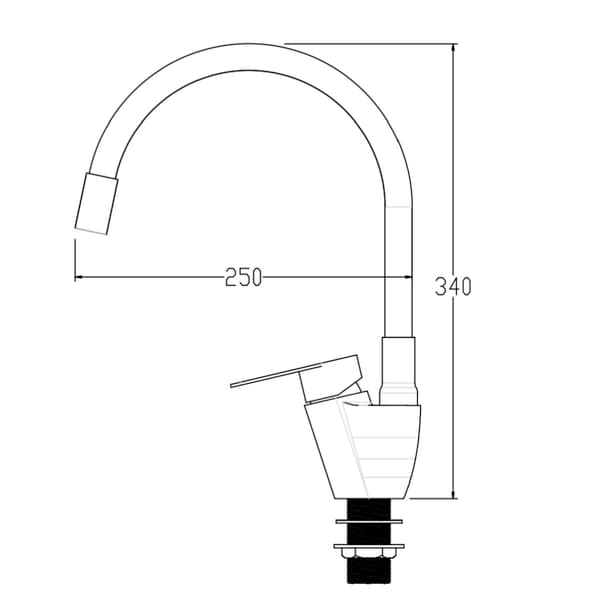 WEZER POD4X-04B köksblandare med flexibel pip