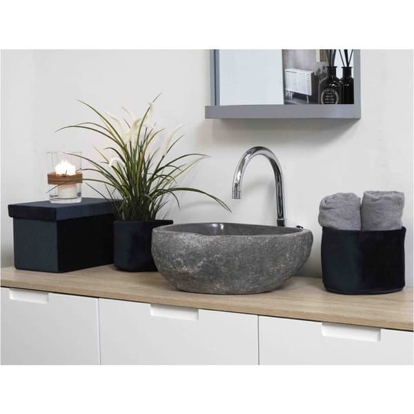 Rootz Riverstone -altaan - luonnonkivimallas - maalaismainen pesuallas - ainutlaatuinen muotoilu - 40x35x15 cm