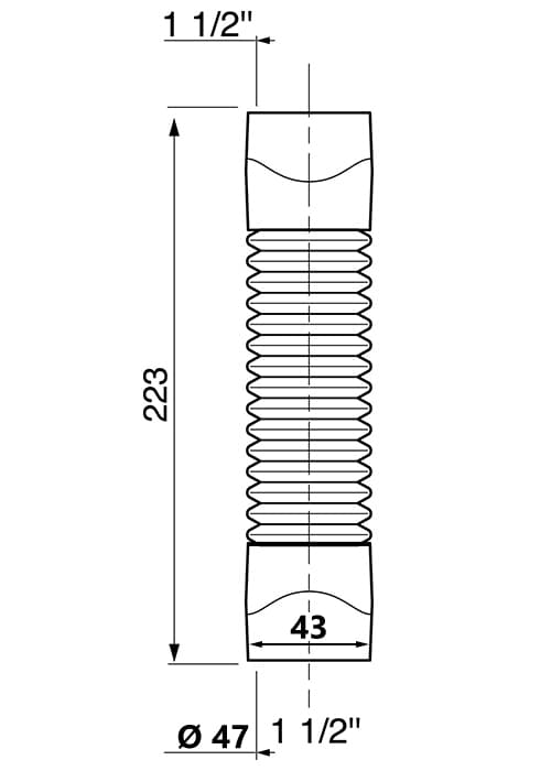Fleksibelt rør 6/4"" (EUR) x 6/4"" (UK) længde 223 mm
