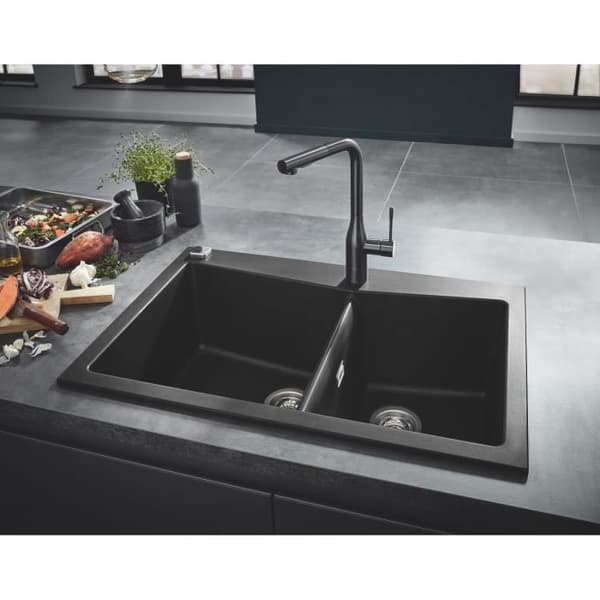 GROHE Kompositvask K700 31657AP0 - Inbyggd - 2 skålar - utan avlopp - 83,8x55,9 cm - Granitsvart