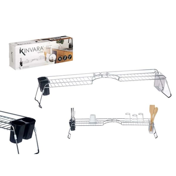 Dreneringsstativ for kjøkkenvask Kinvara W3422A-1 Svart Sølv Metall polypropylen 44 x 11 x 16 cm (4 enheter)