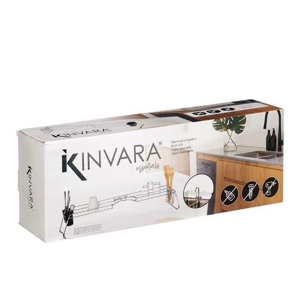 Dreneringsstativ for kjøkkenvask Kinvara W3422A-1 Svart Sølv Metall polypropylen 44 x 11 x 16 cm (4 enheter)