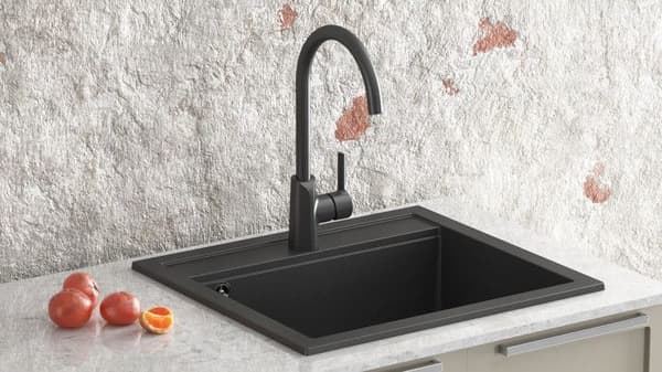 GURARI Köksdisk SQQ100 - 601 W, 56.5/51 cm, (1 st), Inbyggd granitdisk svart metallic