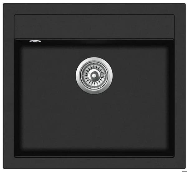 GURARI Köksdisk SQQ100 - 601 W, 56.5/51 cm, (1 st), Inbyggd granitdisk svart metallic