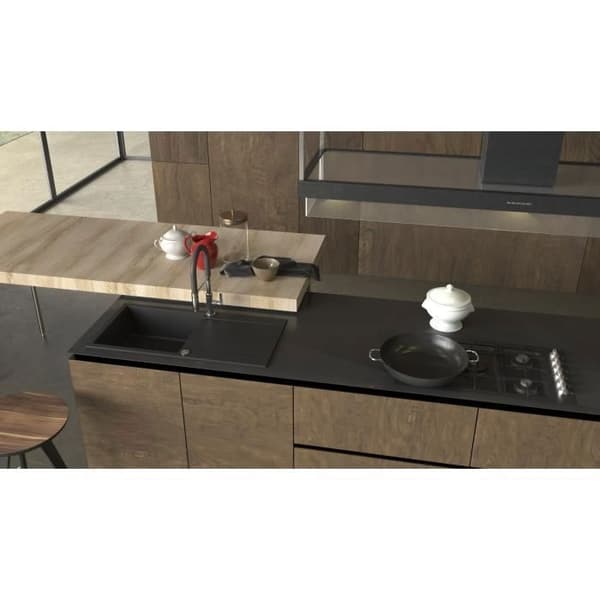 GURARI Inbyggd diskho i svart granit, inklusive siphon, 1000 x 500 mm