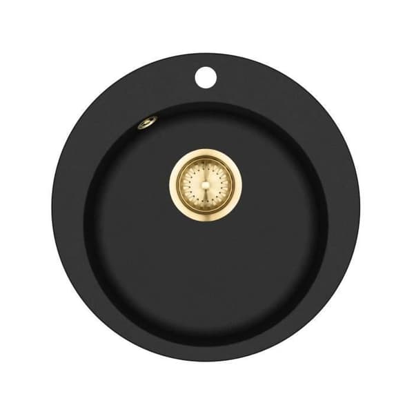 Inbyggd granitdiskho Retro design svart metallisk guld