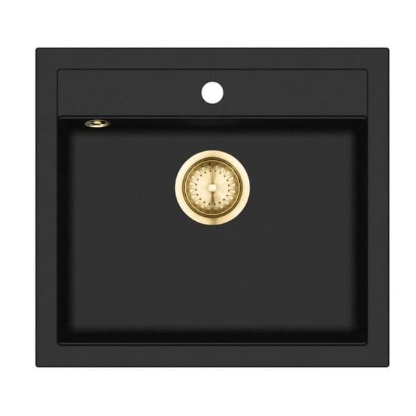 Granitdiskho - Gurari - SQQ100 - Metallic svart - 565x510 mm - 1 integrerad diskho