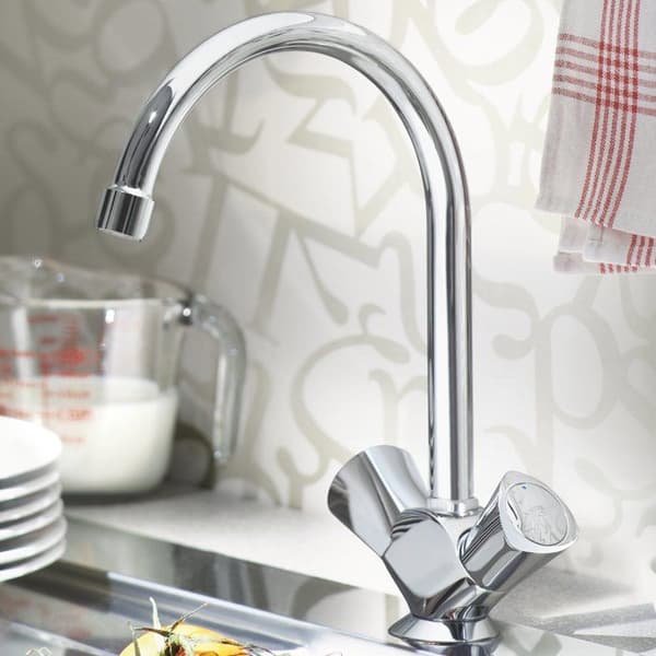 COSTA S diskbänksblandare med ett hål - GROHE - hög vridbar pip - metallhandtag - värmeisolering