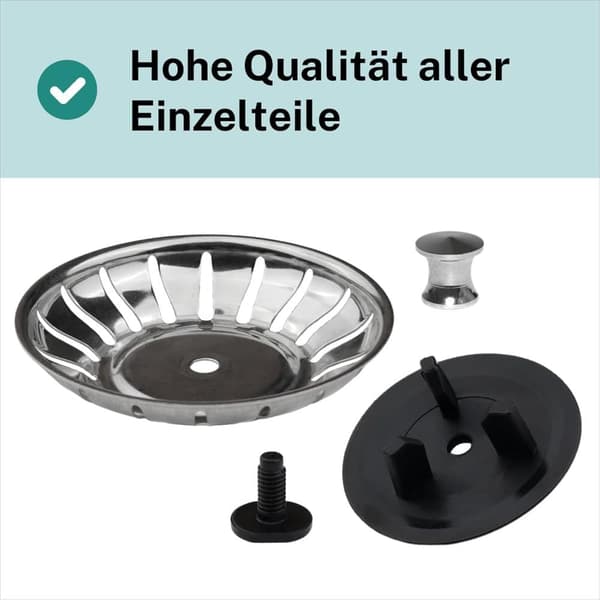 OBOSOE burventil til IKEA Atlant/Domsjö vask, Ø80 mm, stål og gummi
