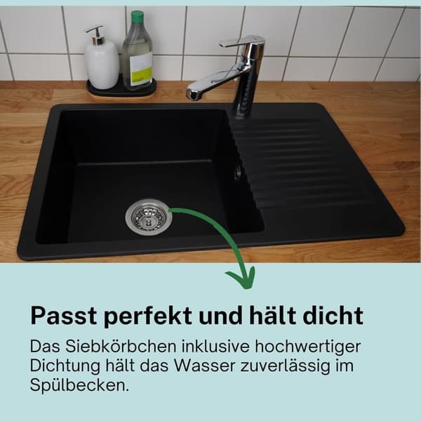OBOSOE burventil til IKEA Atlant/Domsjö vask, Ø80 mm, stål og gummi