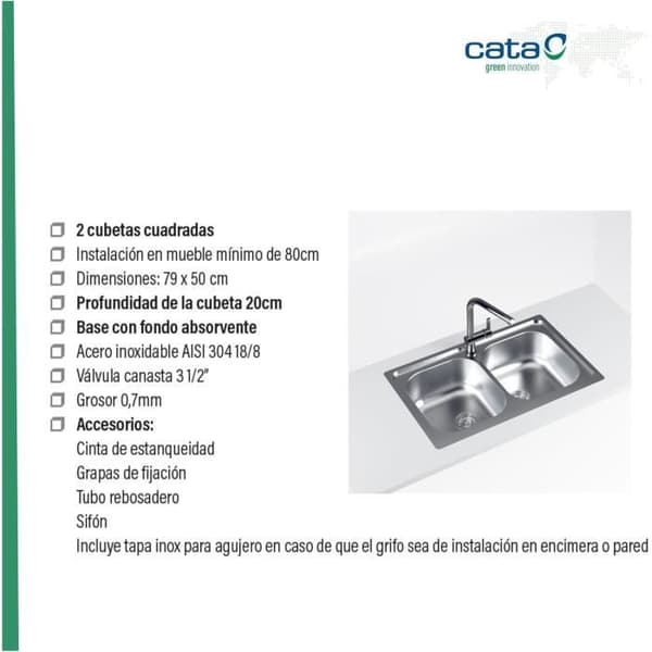 CATA C-2 AG Dubbel Fyrkantigt Handfat 50x79 cm
