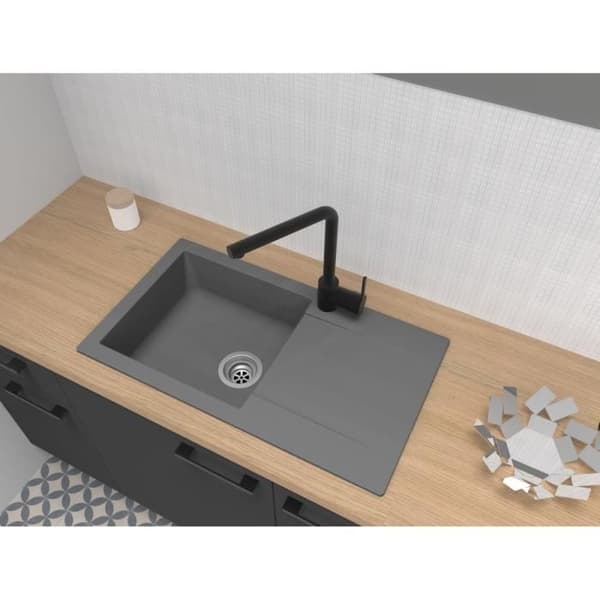 STRADOUR EINNA sisäänrakennettu allas, SMC GRAY BETON - 16, 1 allas, mitat 78 * 43,5 cm, manuaalinen pohjaventtiili