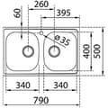 Miniatyrbilde 3 av 5: Dobbeltvask Teka STARBRIGHT 80 E-XP 2C