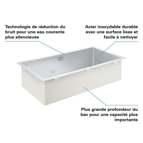 GROHE Rostfri diskho K700 31580SD1 - Inbyggd - 1 skål - utan avlopp - 86,4x46,4 cm - Rostfritt stål