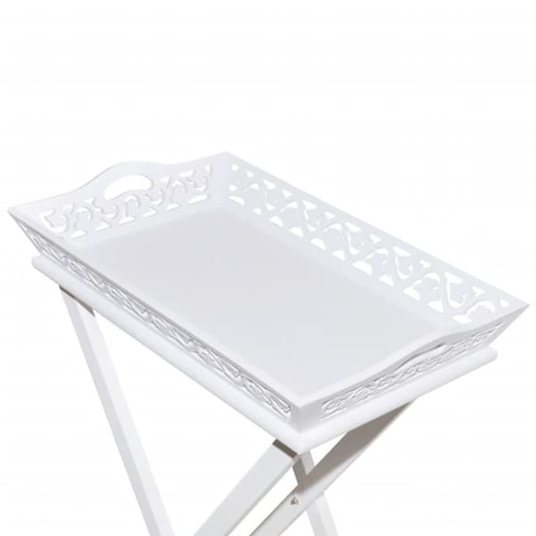 vidaXL Sidebord med brett hvit